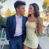 lace appliques sheath short prom dresses backless tight homecoming dress