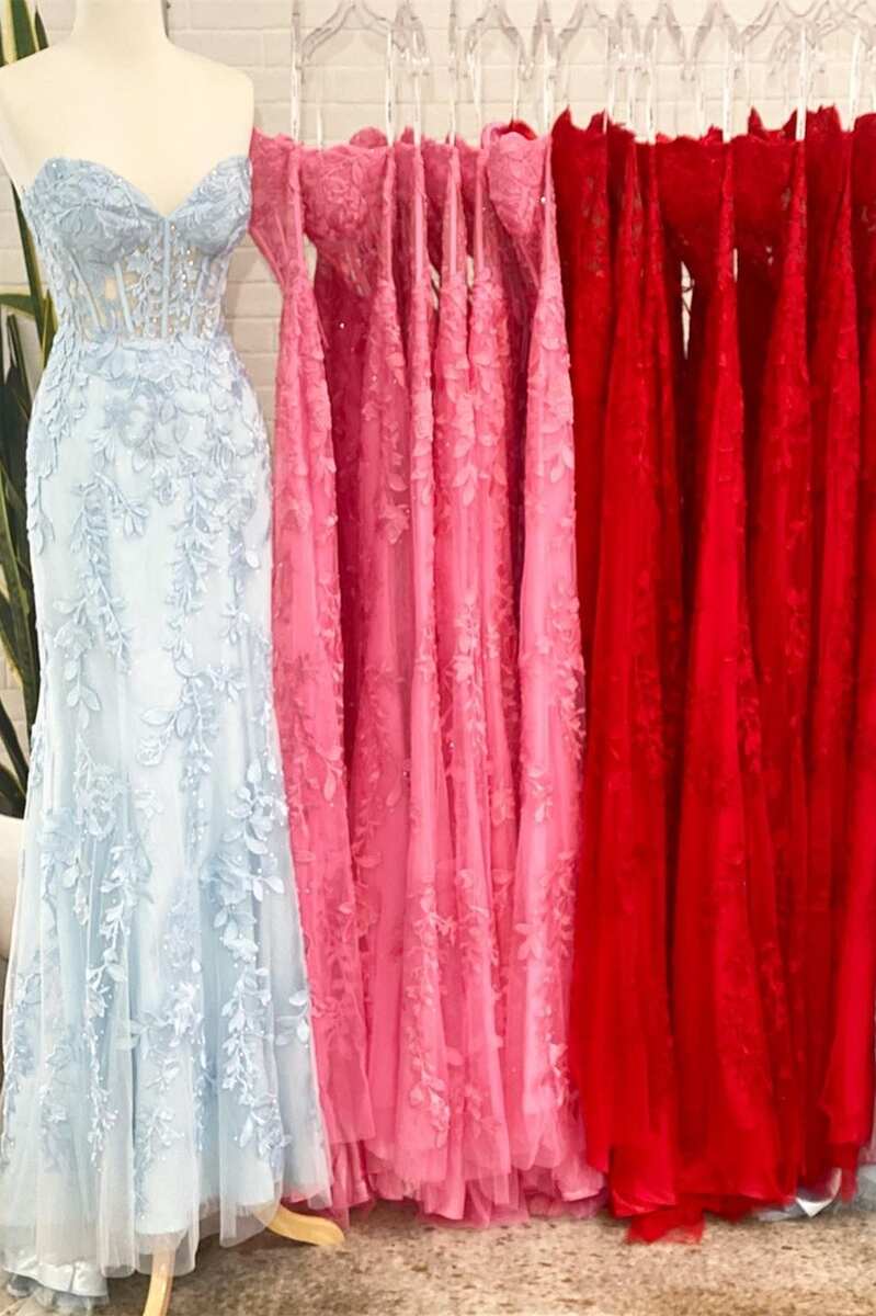 sweetheart blue lace mermaid long formal dresses best prom dresses