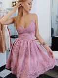 chic a line short homecoming dresses spaghetti straps dress with appliques