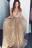 backless sequins prom dress sparkly a line v neck long evening dress