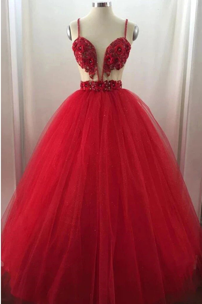 Sexy Sheer Burgundy Tulle Long Prom Dresses With Applique Beading MP143