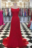Mermaid Backless Burgundy Prom Dress Lace Appliques Evening Gown MP720