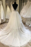a line v neck layered bridal gown lace appliques wedding dress