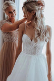 tulle a line beach bridal gown spaghetti straps backless wedding dress