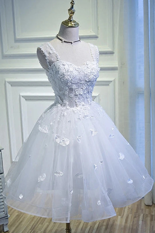 cute straps sweet 16 dress short homecoming dress with appliques