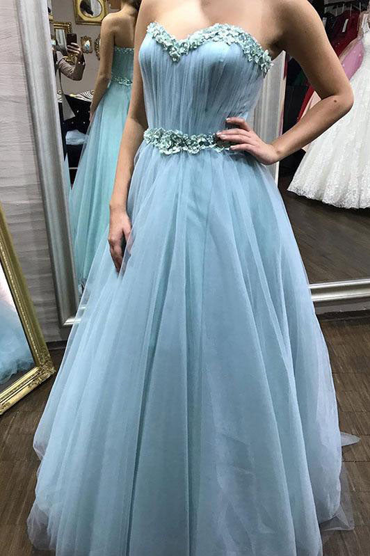 sweetheart tulle long prom dress with detachable floral long sleeves