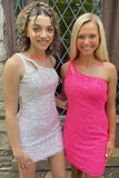 glitter one shoulder tight homecoming dresses sequin bodycon dresses