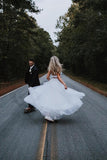 two piece tulle backless wedding dress simple country wedding gowns