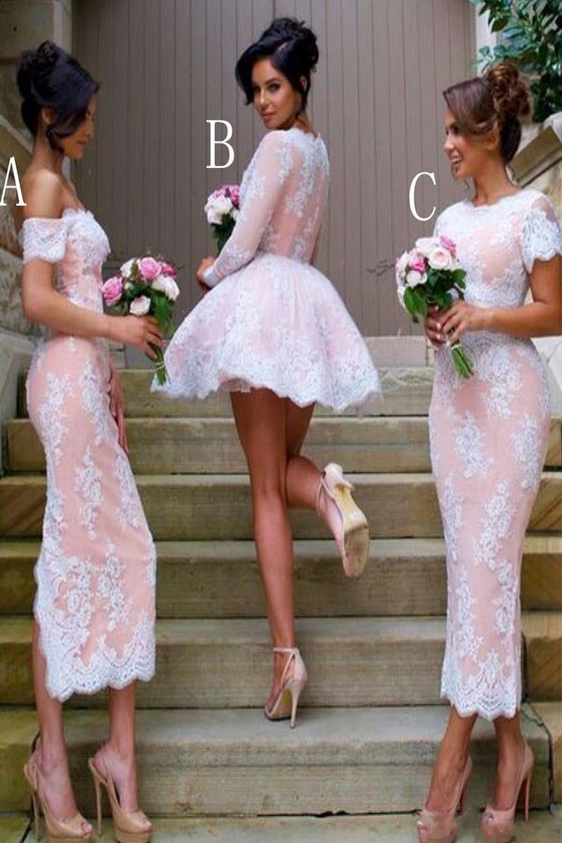 multi styles sheath bridesmaid dresses lace short bridesmaid dresss