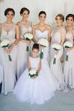 Mermaid/Trumpet Jewel Bridesmaid Dresses with Appliques PB94