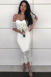 mermaid hi low lace bridesmaid dresses off shoulder short sleeves bridesmaid dress