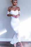 mermaid hi low lace bridesmaid dresses off shoulder short sleeves bridesmaid dress