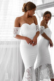 mermaid hi low lace bridesmaid dresses off shoulder short sleeves bridesmaid dress