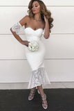 mermaid hi low lace bridesmaid dresses off shoulder short sleeves bridesmaid dress
