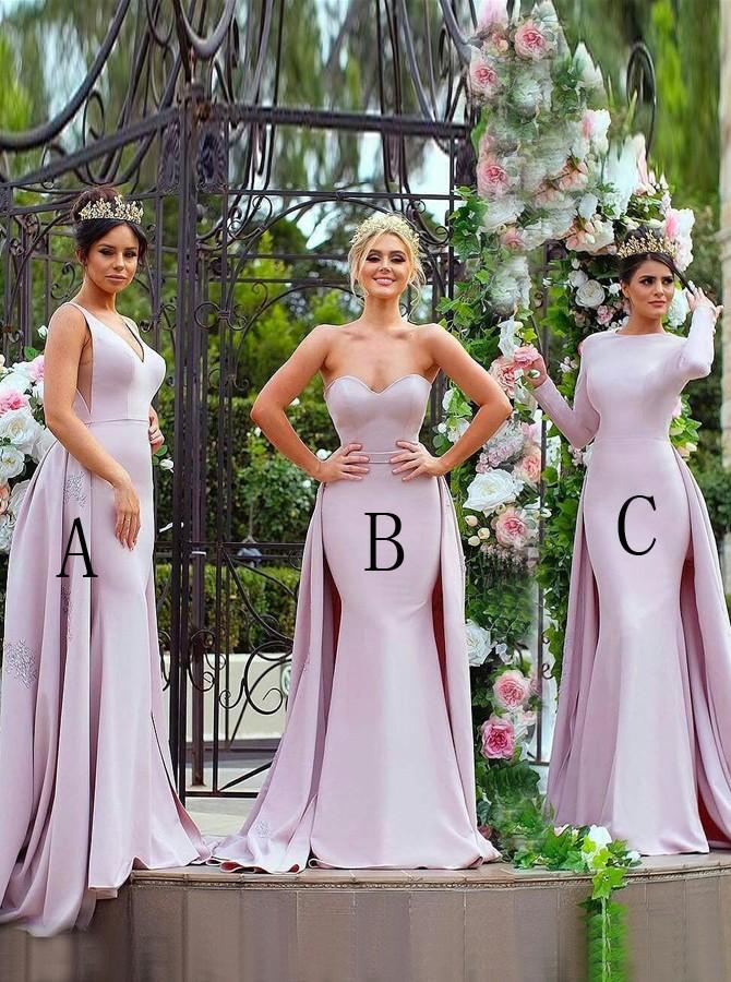 Mermaid V-Neck Detachable Lilac Bridesmaid Dress with Appliques PB02