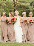 Sheath One-Shoulder Simple Long Bridesmaid Dress with Split PB09