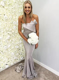 Mermaid Strapless Light Grey Bridesmaid Dresses with Ruffles PB27