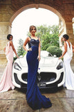 Spaghetti Straps Mermaid Prom Dress Sequins Bridesmaid Dresses With Cowl PB72