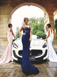 Spaghetti Straps Mermaid Prom Dress Sequins Bridesmaid Dresses With Cowl PB72