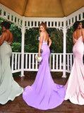 Spaghetti Straps Appliques Mermaid Backless Bridesmaid Dresses PB71