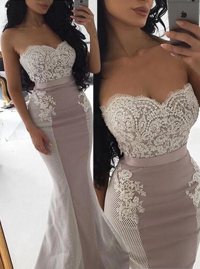 Sweetheart Mermaid Bridesmaid Dresses with Appliques Beading PB64
