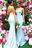Romantic Spaghetti Straps Mermaid Long Bridesmaid Dresses PB62