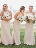 Simple Square Sheath Pearl Pink Bridesmaid Dresses with Lace PB52
