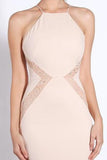 Simple Square Sheath Pearl Pink Bridesmaid Dresses with Lace PB52