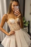 glitter spaghetti strap sleeveless tulle homecoming dresses cute graduation dresses