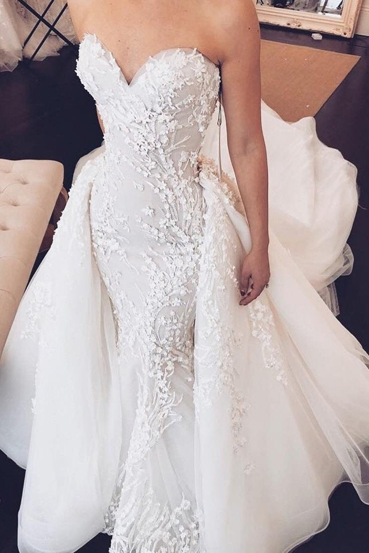 2 in 1 sweetheart mermaid wedding dress with detachable train