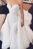 2 In 1 Sweetheart Mermaid Wedding Dress with Detachable Train PW237