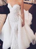 2 in 1 sweetheart mermaid wedding dress with detachable train