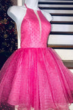 unique hot pink tulle short homecoming dress princess dot graduation party dresses
