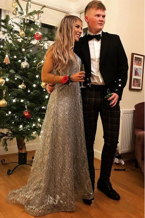 silver sequin long prom dress shiny a line sleeveless evening gowns