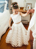 A Line Bateau Floor-length Lace Two Piece Flower Girl Dress PF113