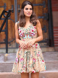 a line v neck floral lace tulle short prom homecoming dresses