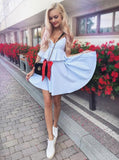 spaghetti straps ruffles homecoming dresses chic light blue short prom dress