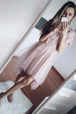 Short Sleeves Embroidered Bodice Short Graduation Dresses GM239