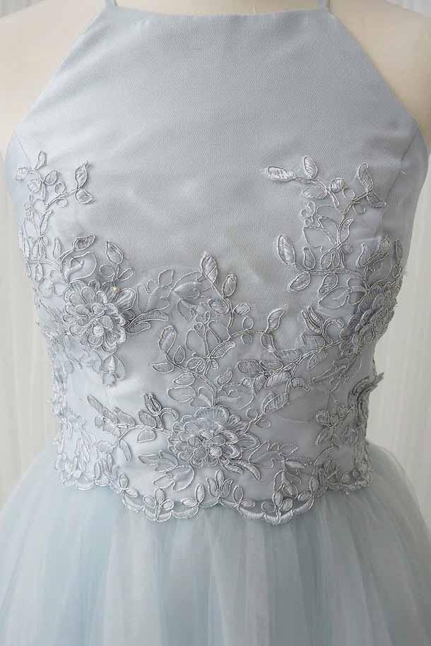 a line spaghetti straps appliques homecoming dresses with tulle skirt