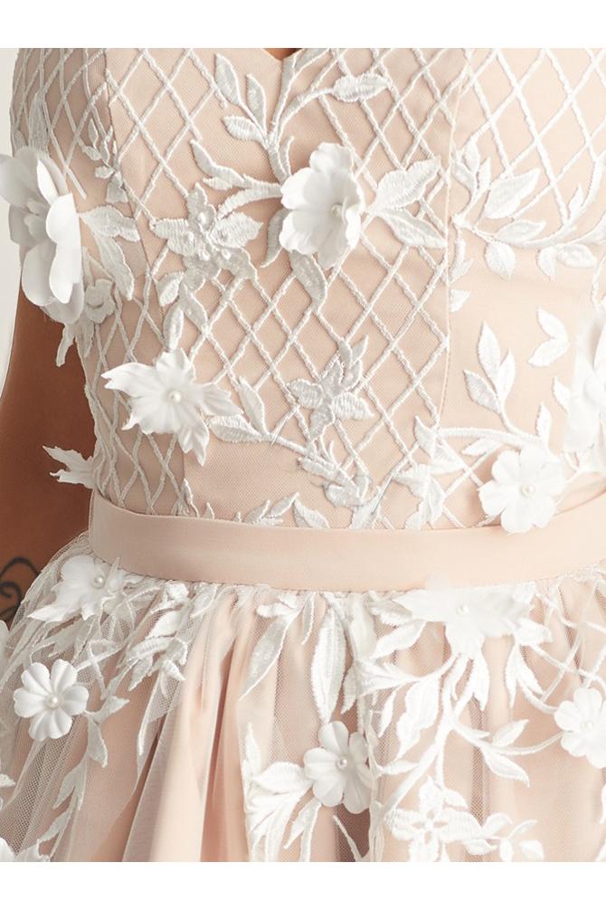 a line v neck pearl pink spaghetti homecoming dresses with handmade flowers