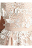 a line v neck pearl pink spaghetti homecoming dresses with handmade flowers
