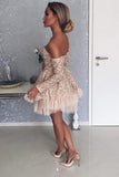sweetheart beading appliqued long sleeves short homecoming graduation dress