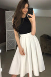 Backless Homecoming Dress with Pleats, Halter Tea-Length Prom Dresses GM114