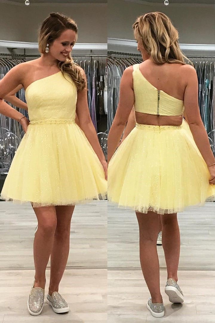 tulle one shoulder sparkly homecoming dress chic 8th graduation dress