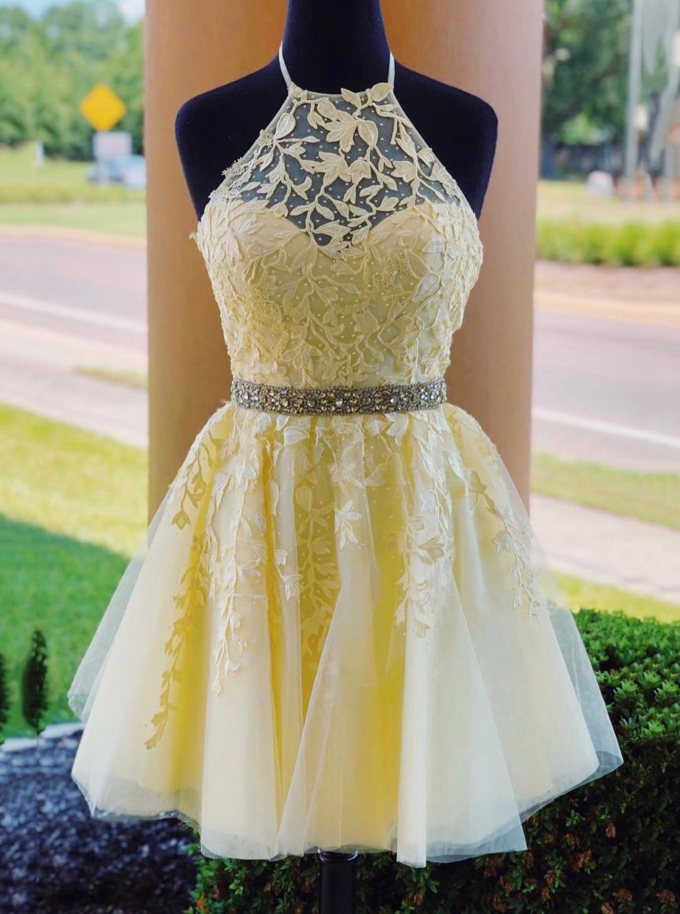 tulle lace appliques beading short homecoming dress with lace up