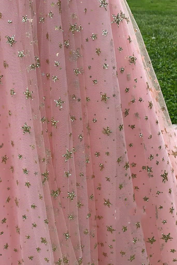 sparkly starry long prom dresses a line v neck stars sequin formal dress