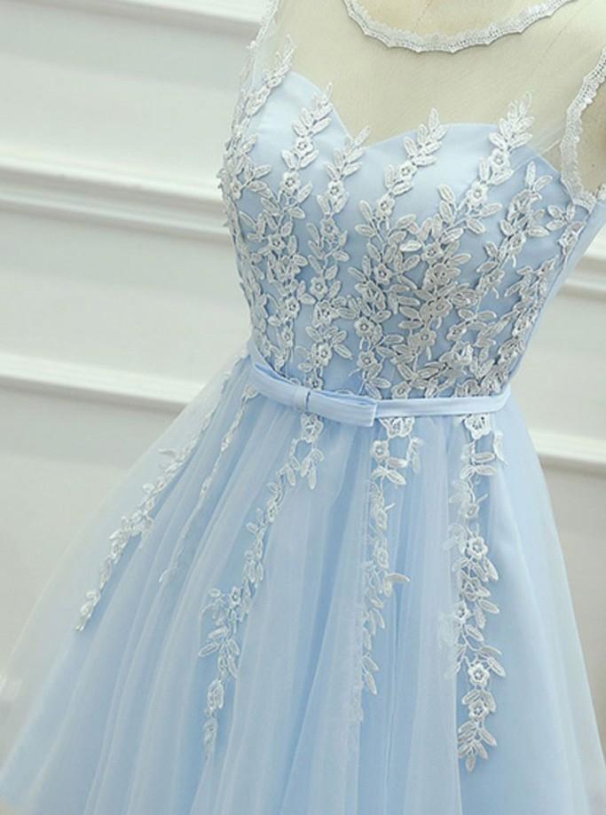 a line keyhole lace up back tulle homecoming dress with appliques