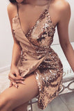 spaghetti straps wrapped knot back sleeveless sequins cocktail party dress