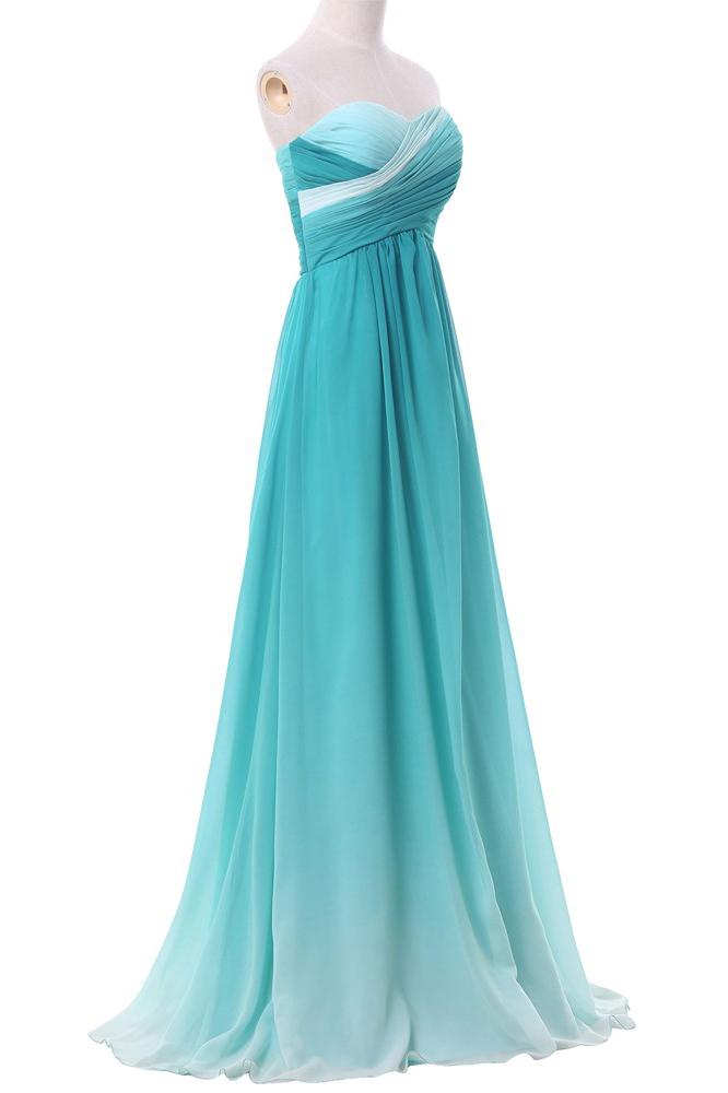 Chiffon Sweetheart Ombre Long Prom Dresses Formal Party Gown MP37