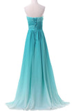 Chiffon Sweetheart Ombre Long Prom Dresses Formal Party Gown MP37